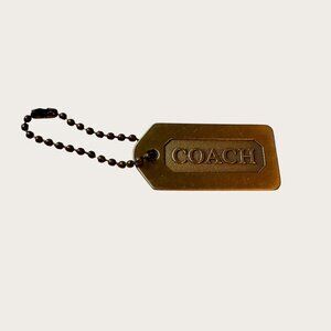 Coach Hang Tag Keychain Brass Ball Chain Purse Hand Bag Charm
